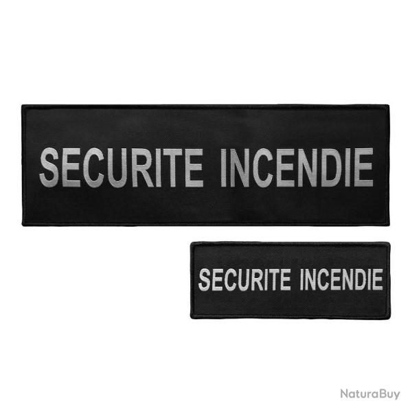 Lot dossard + bande poitrine fond noir lettres grises SECURITE INCENDIE