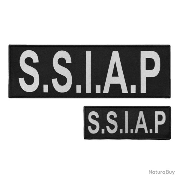 Lot dossard + bande poitrine fond noir lettres grises S.S.I.A.P