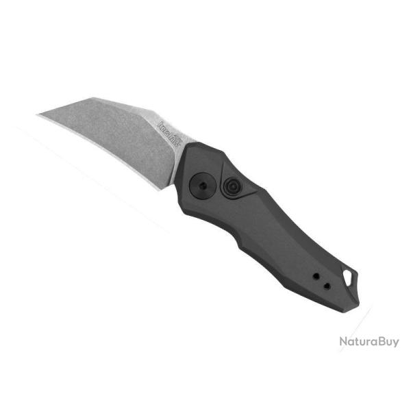 BEL650 COUTEAU AUTOMATIQUE  KERSHAW "LAUNCH 10" LAME ACIER STONEWASHED MANCHE ALUMINIUM GRIS NEUF