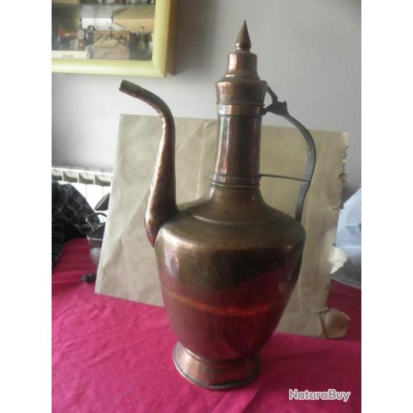 antique dallah grande Cafeti�re persan islamique en cuivre et laiton xix eme