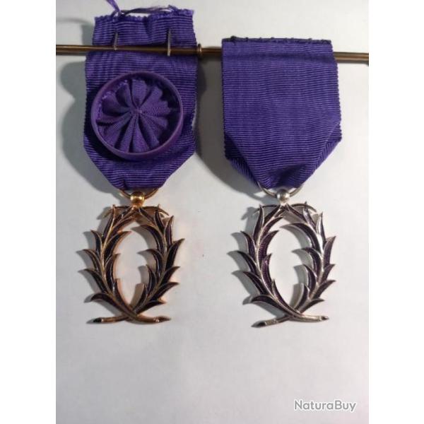 2 m�dailles Palmes Acad�miques