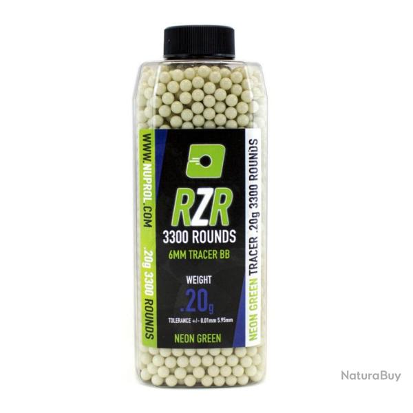 Billes Airsoft 6mm RZR 0.20g bouteilles 3300 bbs TRACER vertes - 0,20g VERTE - BB9131