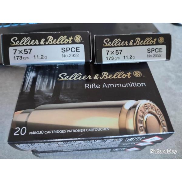 Vend cartouches 7x57 S demi blind�  Sellier & Bellot 173 grains cat C8