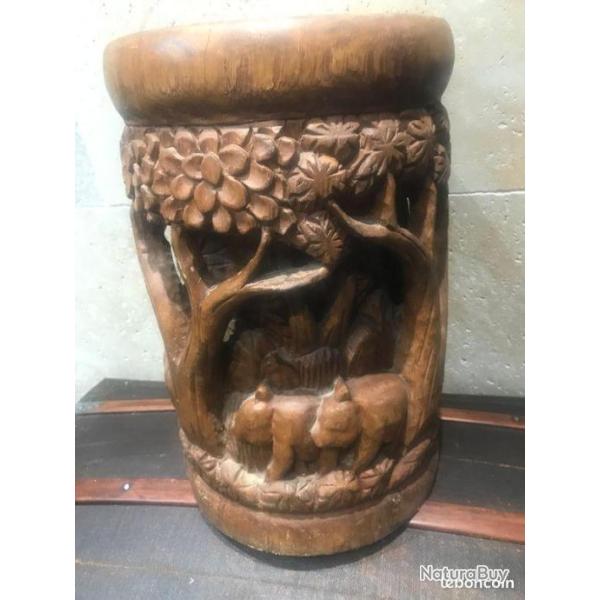 vintage - tabouret Afrique ann�es 1930/1950 - sculpt� � la main bois massif