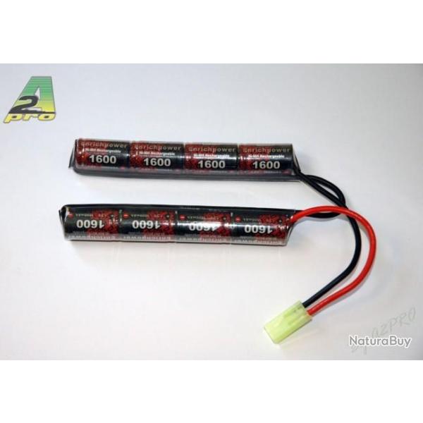Airsoft - Batterie Ni-Mh 2 b�tons 9.6V - 1600 mAh | A2 Pro (0501 0003)