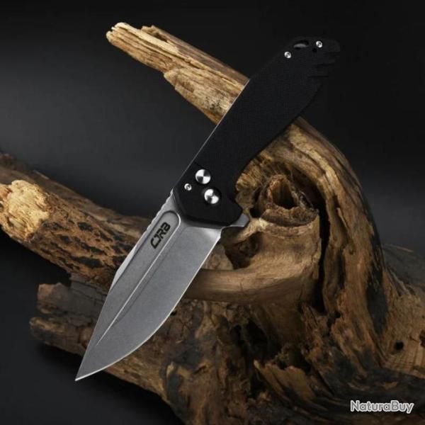Couteau CJRB Cutlery Riff Black Lame Acier AR-RPM9 SW Manche G10 IKBS Button Lock Clip J1928BK