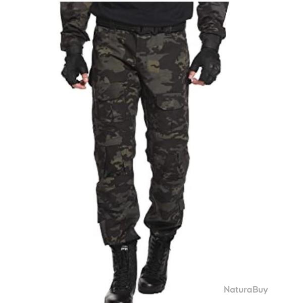 Pantalon tactique noir CAMO - Multipoches - Chasse, randonn�e, etc. - Livraison gratuite et rapide