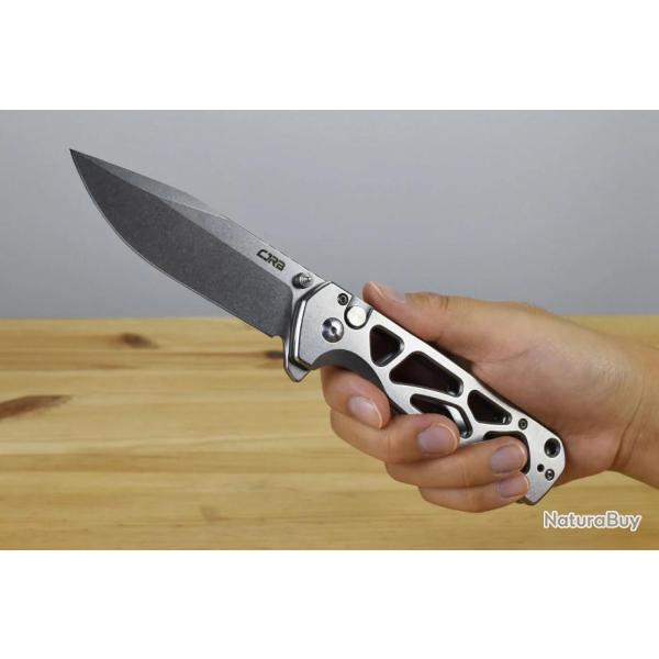 Couteau CJRB Chord Steel Lame Acier AR-RPM9 SW Manche Acier IKBS Button Lock Clip J1927ST