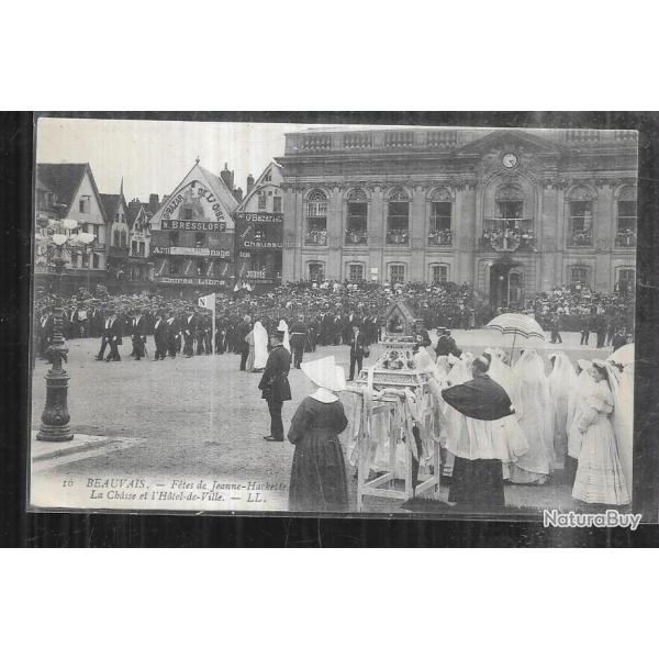 beauvais ftes de jeanne hachette la chasse et l'hotel de ville   carte postale ancienne