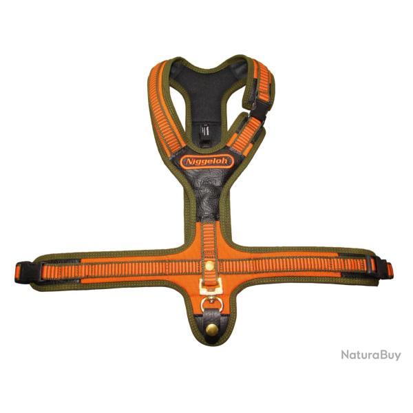 Harnais Noprne Orange Pour Chien - Cou 66 Cm Ventre 54-10 - N2204