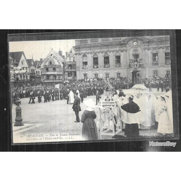 beauvais ftes de jeanne hachette , la chasse et l'hotel de ville , cpa commerces