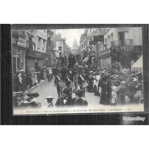 beauvais ftes de jeanne hachette la procession rue saint pierre la musique  cpa