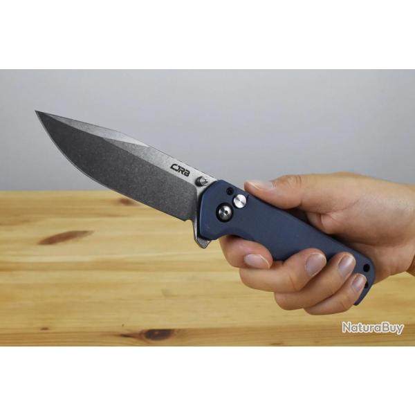 Couteau CJRB Chord Blue/Gray Lame Acier AR-RPM9 SW Manche G10 IKBS Button Lock Clip J1927GY