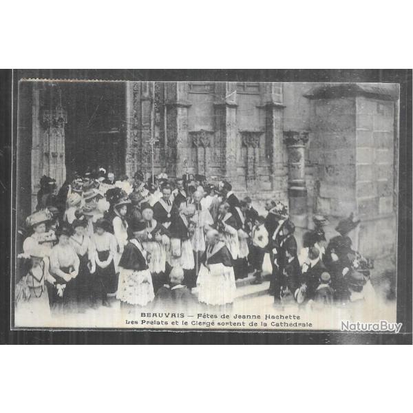 beauvais f�tes de jeanne hachette les pr�lats et le clerg� sortent de la cath�drale cpa 1910