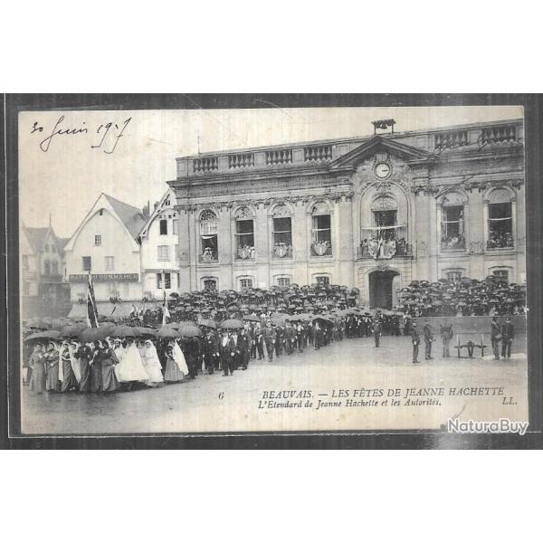 beauvais f�tes de jeanne hachette l'�tendard de jeanne hachette cpa 1917