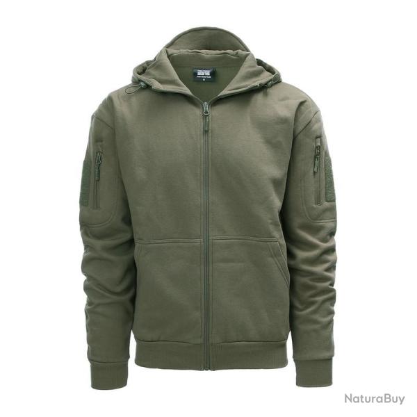 Sweat � capuche tactique avec zip Couleur Kaki