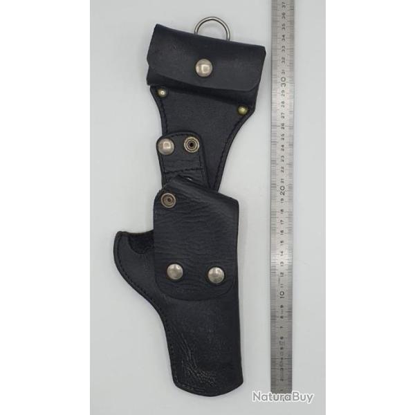 Holster cuir de ceinture avec cartouchi�re.