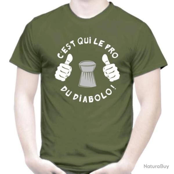 T-SHIRT HUMOUR - C'EST QUI LE PRO DU DIABOLO - PCP Air comprim� Carabine Pistolet � plombs Tir Cible
