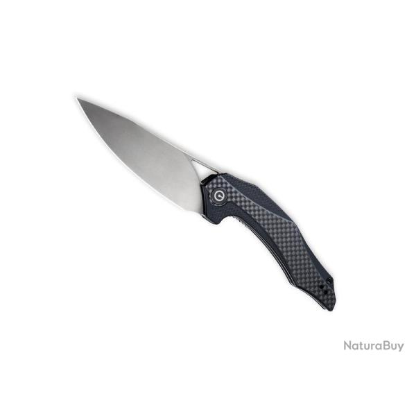 BEL981 COUTEAU CIVIVI "PLETHIROS" LAME ACIER MANCHE 11.5CM INOX + G10 NOIR + FIBRE DE CARBONE NEUF