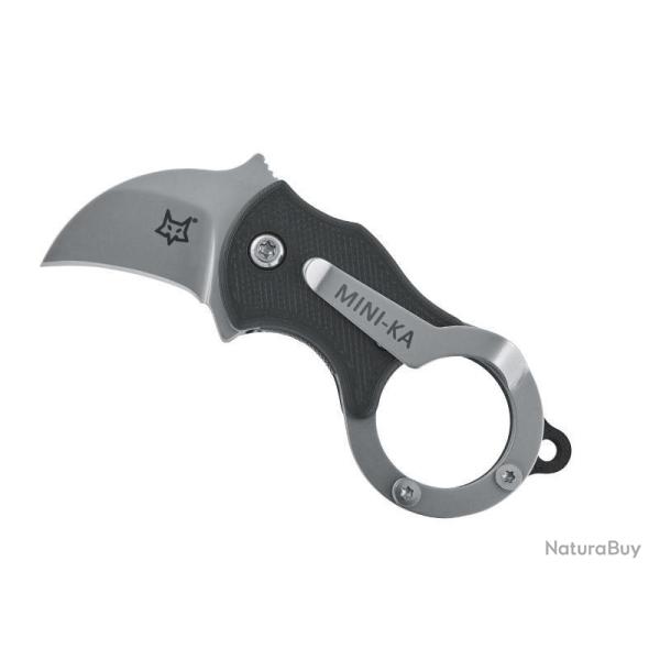BEL987 COUTEAU FOX KNIVES "MINI-KA" LAME ACIER MANCHE 3.5CM NOIR + ANNEAU NEUF