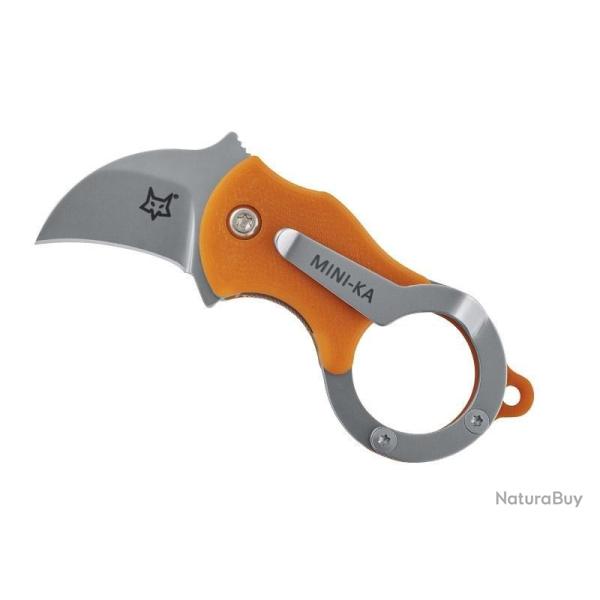 BEL988 COUTEAU FOX KNIVES "MINI-KA" LAME ACIER MANCHE 3.5CM ORANGE + ANNEAU NEUF