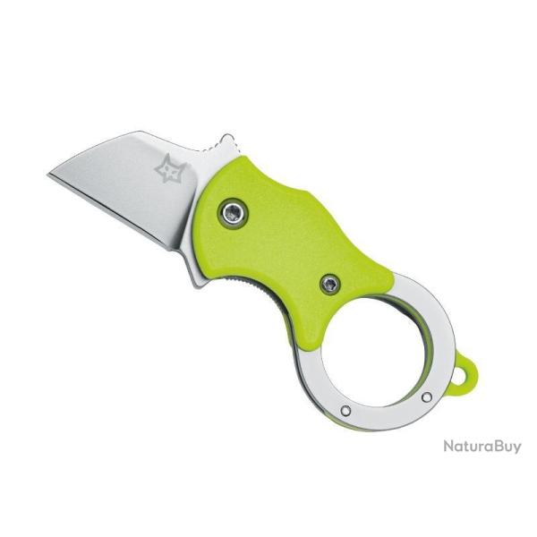 BEL993 COUTEAU FOX KNIVES "MINI-TA" LAME ACIER FORME TANTO MANCHE 3.5CM VERT FLUO + ANNEAU NEUF