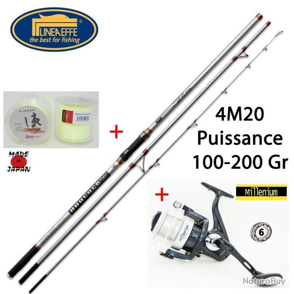 Pack Pro Surf Hancock Lineaeffe 4M20 + Moulinet Millenium 8 000 FD + Nylon
