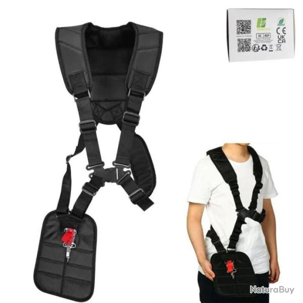Harnais a Double Epaule Sangle Tondeuse D�broussailleuse Noir Nylon Ajustable