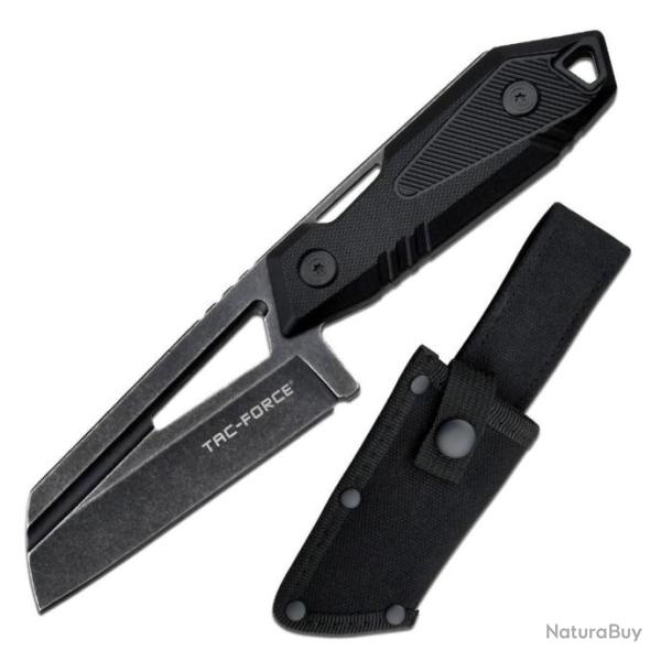 Couteau Tac Force Cleaver Black Lame Acier 3CR13 Manche Fibre de Nylon Etui Canvas TFFIX021BK