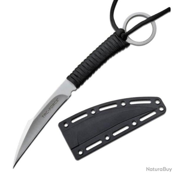 Couteau Griffe Tac Force Karambit Krav Maga Lame Acier 3CR13 Manche Corde Etui Nylon TFFIX022BK