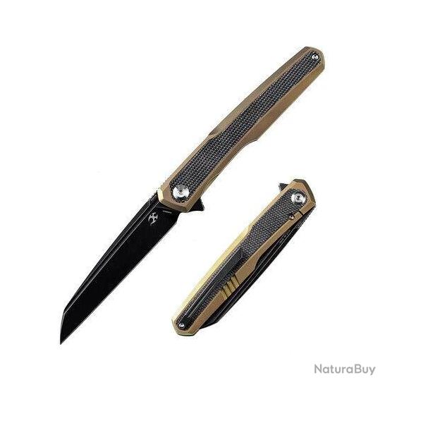 Couteau Kansept Arcus Gold Manche Titane/FCarbone Lame Acier CPM-S35VN IKBS Framelock Clip K1046A4