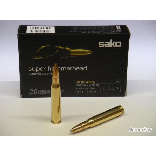 Balle SAKO Super-Hammerhead SP 180gr , Calibre:30-06.Lot de 40 cartouches.