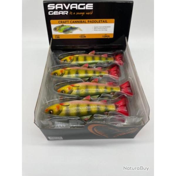 Leurre souple Savage Gear craft cannibal Paddletail 16 cm vert