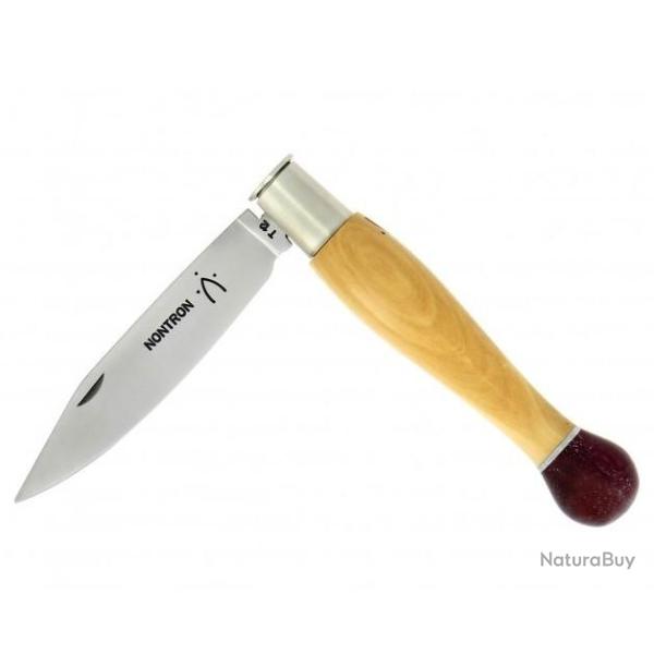 Couteau Nontron en buis Aluminium et Amarante manche boule lame inox 9cm