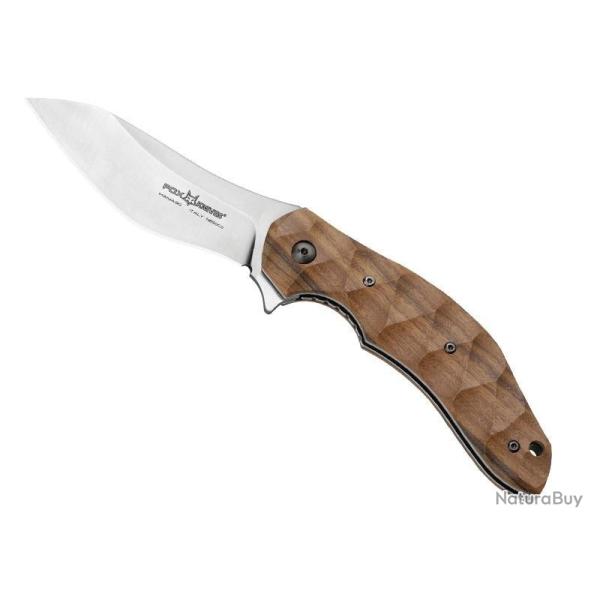 BEL1013 COUTEAU FOX KNIVES "FLIPPER" LAME ACIER+FLIPPER MANCHE 12CM BOIS DE SANTOS  ONDULE NEUF