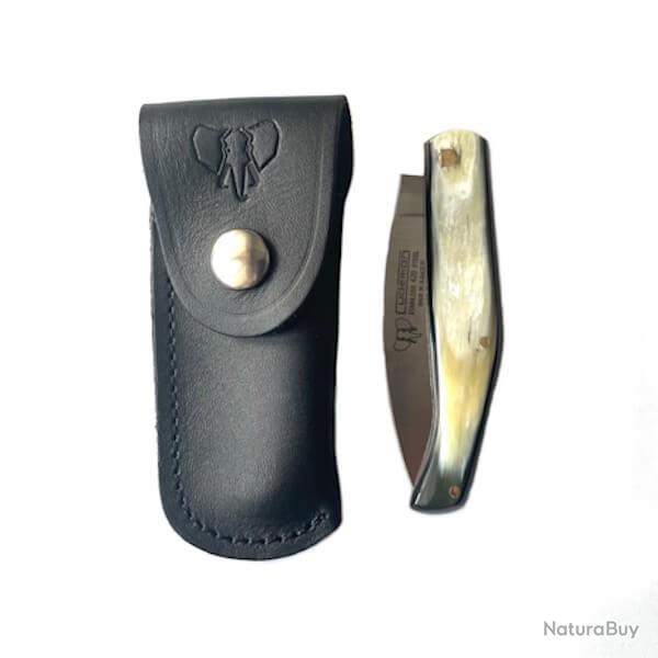 Couteau pliant de chasse Cudeman corne de taureau polie avec �tui