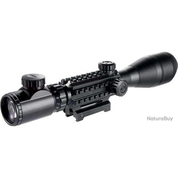 Lunettes de Vis�e Rouge Vert Double Lumineux w/Side Rails & Mont 4-12X50 Airsoft Tactique Optique