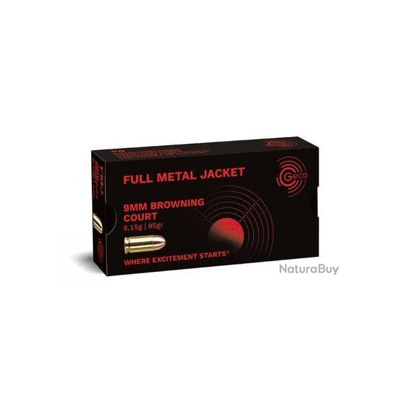 Munition Geco 9mm Browning Court FMJ 6.15g 95gr x10 boites