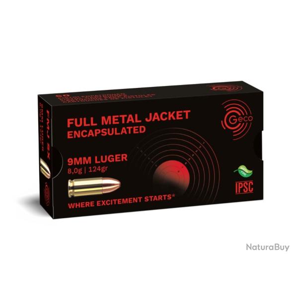 Munition Geco 9mm Luger FMJ Sintox 8g 124gr x5 boites