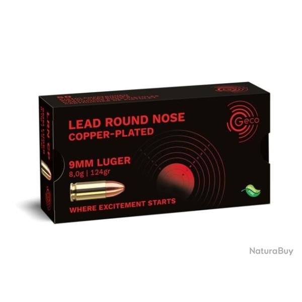 Munition Geco 9mm Luger LRN Copper Plated 8g 124gr x5 boites