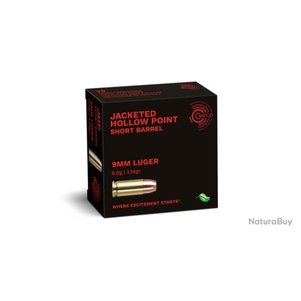 Munition Geco 9mm Luger JHP (Short Barrel)  8g 124gr x5 boites