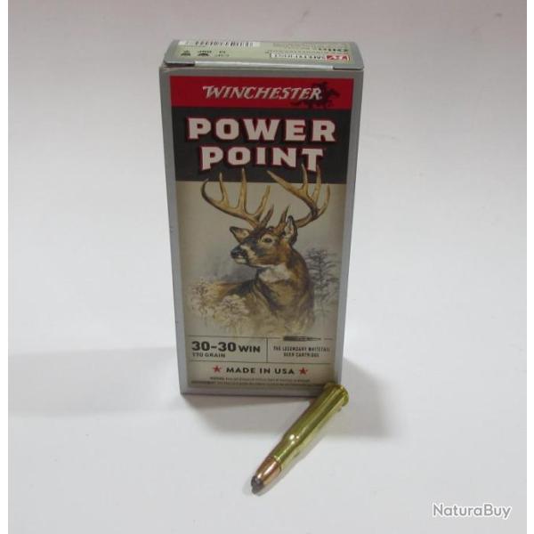 1 boite neuve de 20 cartouches  de calibre 30-30 winchester , Winchester power Point 170 grains