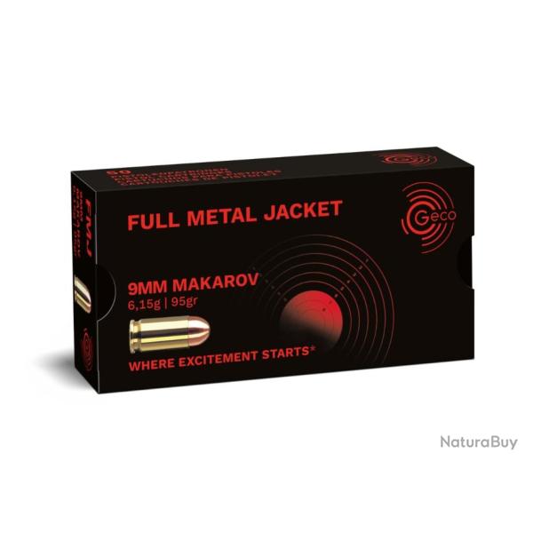 Munition Geco 9mm Makarov FMJ 6.15g 95gr x5 boites
