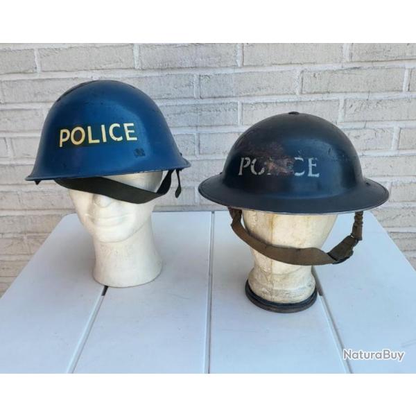 Lot de 2 casques police britannique de ww2