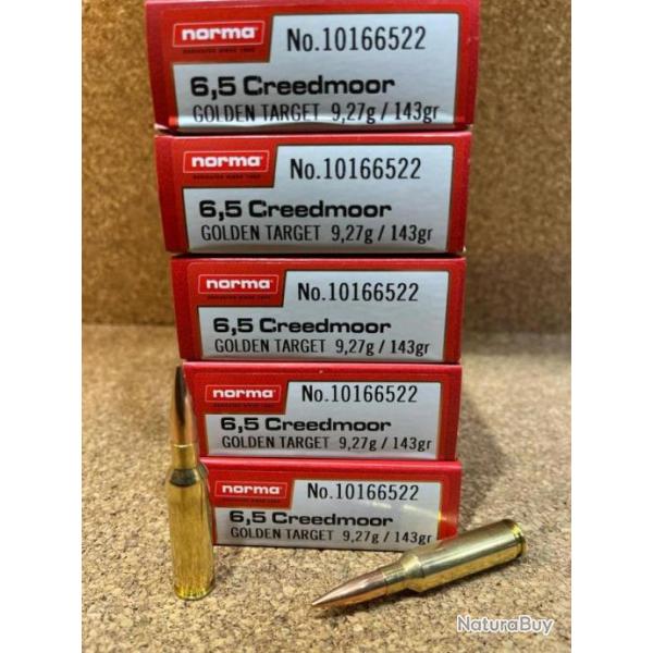 5 BOITES NORMA GOLDEN TARGET MATCH 6.5 Creedmoor 143 grains