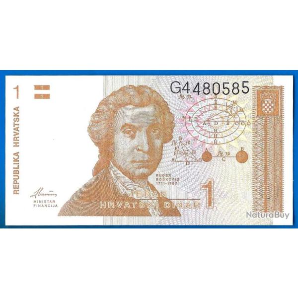 Croatie 1 Dinar 1991 Neuf Billet Dinara Dinar Hrvatska