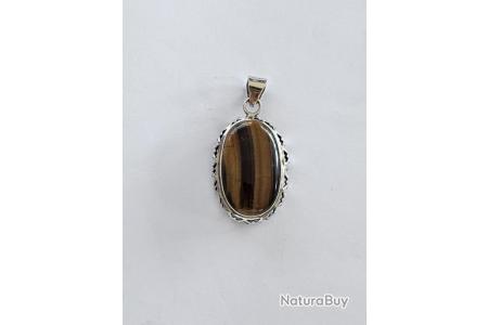 Pendentif Ancien Ovale - Cristal Et Argent - Très Bon état