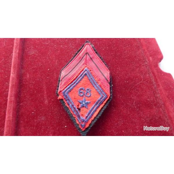 ECUSSON TISSU LOSANGE MANCHE ANCIEN BRIGADIER 68 RA ARTILLERIE