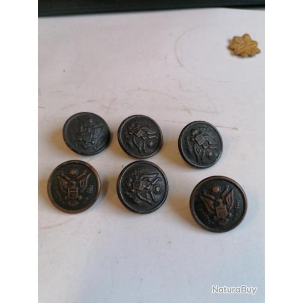 Lot de 6 boutons arm�e us pr� deuxi�me guerre original 1