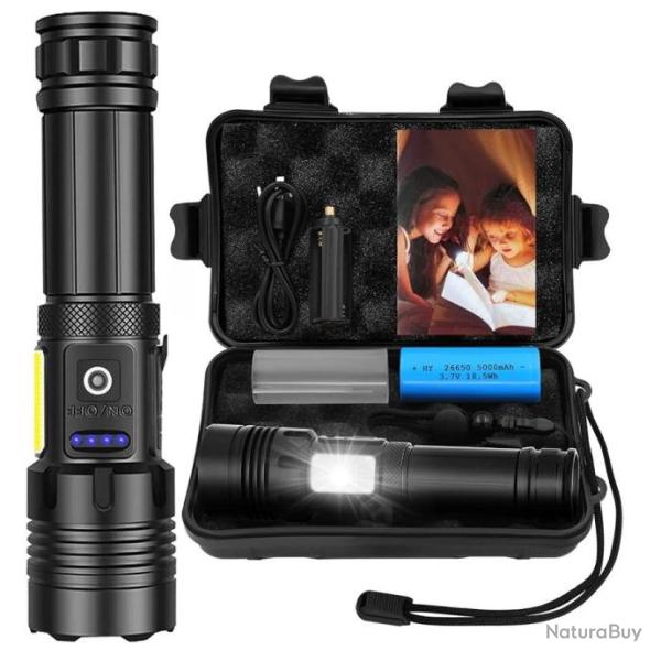 Lampe Torche LED 20000 Lumens A+++  Batterie 5000mAh USB Zoomable tanche Pche Camping Randonne